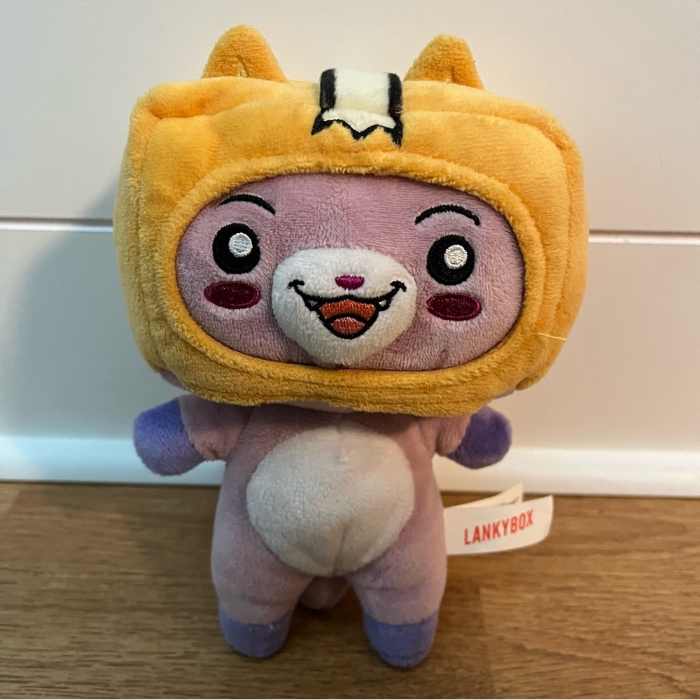 LankyBox Foxy 7” Plush Smiling Box Head 2024 Pink Purple Tail Ears